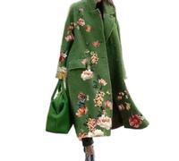 SCLEROPAGES Chaqueta de punto para mujer Abrigo casual Abrigo de lana de manga larga Abrigo de invierno Casual Doble Botonadura Cuello de solapa Abrigo de guisantes Otoño Invierno Estampado Chaqueta