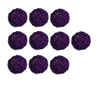 Sclmgo 10 Adornos de Bolas de Mimbre Y Ratán, Decoraciones Colgantes de Bolas de Enredadera, Manualidades, Púrpura