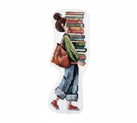 Sclmgo Proyecto de Manualidad Marcador de Libros de Tela con Tema de Lectura Bordado con Hilo de Algodón Uso Creativo Personal, Marcapáginas De Punto De Cruz Con Chica Sentada En Libros B