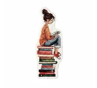 Sclmgo Proyecto de Manualidad Marcador de Libros de Tela con Tema de Lectura Bordado con Hilo de Algodón Uso Creativo Personal, Marcapáginas De Punto De Cruz Con Chica Cargando Libros C