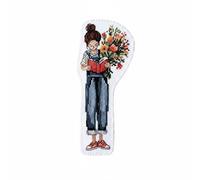 Sclmgo Proyecto de Manualidad Marcador de Libros de Tela con Tema de Lectura Bordado con Hilo de Algodón Uso Creativo Personal, Marcapáginas De Punto De Cruz Con Chica Leyendo Y Flores D