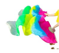 SCMYZLYD Atrezo para Danza del Vientre: abanicos, Abanicos de Baile con velos Seda Real, 1 par, sedas Hechas a Mano, Colores Negro, Rojo y Verde, L: 180 cm - 90(As Picture12,M 150cm 90cm)