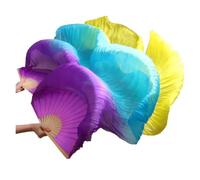 SCMYZLYD Atrezo para Danza del Vientre: abanicos, Abanicos de Baile con velos Seda Real, 1 par, sedas Hechas a Mano, Colores Negro, Rojo y Verde, L: 180 cm - 90(As Picture22,M 150cm 90cm)