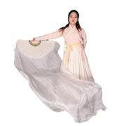 SCMYZLYD Atrezo para Danza del Vientre: abanicos, MujeresSeda Bambú Largo s Props Adoración Alabanza Colores Pastel Bandera Serpentina Adultos Abanico De Seda(Purple,210cm(82 Inch))