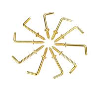 SCMYZLYD Ganchos de ángulo recto, L Shaped Right Angle Screw Hooks Zinc Alloy Gold Multiple Sizes Pack of 10