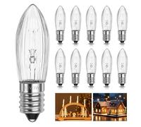 SCNNC Bombilla E10 3W 55V, Puntiagudas Bombillas de Repuesto de Navidad para 4 Puntos de Combustión Blanco Cálido, Bombilla E10 Vela Candelabro para Guirnalda Cadena de Luces y Arcos, 10 Piezas
