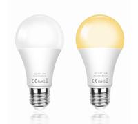 SCNNC Bombilla LED con Sensor Crepuscular A60 E27 12W, Encendido Apagado Automático, Blanco Cálido 3000K, Bombilla LED Exterior Sensor Crepuscular dia y Noche para Pasillo Jardín Porche, 2 Piezas