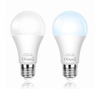 SCNNC Bombilla LED con Sensor Crepuscular A60 E27 12W, Encendido Apagado Automático, Blanco Frío 6000K, Bombilla LED Exterior Sensor Crepuscular dia y Noche para Pasillo Jardín Porche, 2 Piezas