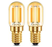 SCNNC Bombilla LED E14 T22 1W Luz Calida 2200K Mini LED Filamento Ámbar 10W Equivalente, Bombilla Tubular E14 Vintage Decorativa Luz de Noche Nevera Lampara de Sal, Paquete de 2