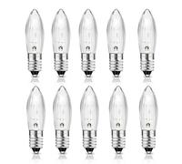 SCNNC Bombillas Puntiagudas E10 34V 3W, Bombillas de Repuesto de Navidad para 7 Puntos de Combustión Blanco Cálido, Bombilla E10 Vela Candelabro para Guirnalda Cadena de Luces y Arcos, 10 Piezas