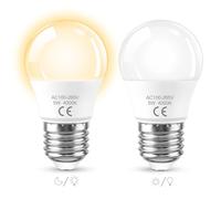 SCNNC G45 Bombilla LED con Sensor Crepuscular E27 5W Blanco Neutra 4000K, Encendido Apagado Automático, Bombilla LED Sensor Crepuscular E27 Exterior para Pasillo Jardín Porche Terraza, 2 Piezas
