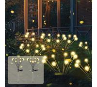 SCNNC Luces Solares de Luciérnaga, 8 LED Luz Solar Exterior Jardin Decorativa IP65 Impermeable Blanco Cálido, Luces Luciernagas Solares para Jardín Decoración Nocturna Patio Balcón, 2 Piezas