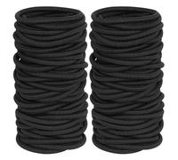 Scnvsi Paquete de 100 bandas elásticas negras para el cabello sin soportes de cola de caballo de metal para mujeres, hombres, niñas y niños, suaves y convenientes