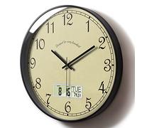 SCOAGE Reloj de Pared Digital de 12 Pulgadas con Fecha, Temperatura y Hora, Color Beige
