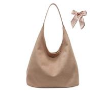 SCOFY FASHION Bolso de mano de piel sintética de ante sintético con bolsa, bolso de hombro para mujer, bolsos retro para viajes, escuela, universidad, trabajo, Khaki, One Size