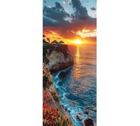 Scogliere Dipingere con i Numeri Adulti, Misura XXL 40x120cm,Mare Paint by Numbers Kit Principianti Con 3 Penne, Kit Fai Da Te, Hobby Creativi Adulti Regalo Donna Decorazioni, (Senza Cornice) P0M-435