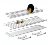 Escurridor de acero inoxidable con bandeja de goteo fabricado en Italia (76 cm para armario de 80 cm)