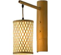 Sconces,Industrial Hand-Woven Rattan Lampshade Hanging Lamp with Base, Farmhouse Rustic Wall Mounted Light Decoration for Living Room Bedroom Corridor Lantern(5.5 * 8.6