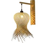 Sconces,Industrial Hand-Woven Rattan Lampshade Hanging Lamp with Base, Farmhouse Rustic Wall Mounted Light Decoration for Living Room Bedroom Corridor Lantern(11.8 * 11