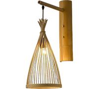 Sconces,Industrial Hand-Woven Rattan Lampshade Hanging Lamp with Base, Farmhouse Rustic Wall Mounted Light Decoration for Living Room Bedroom Corridor Lantern(7.8 * 14.