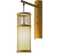Sconces,Industrial Hand-Woven Rattan Lampshade Hanging Lamp with Base, Farmhouse Rustic Wall Mounted Light Decoration for Living Room Bedroom Corridor Lantern(5.1 * 13.