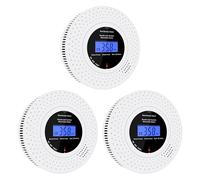 Scondaor Detector Combinado de Humo y CO, Detector de Humo de Monóxido de Carbono Independiente, Alarma de Humo con Batería AA Reemplazable, Alarma de Humo y CO, Botón de Prueba, 3 Pieza