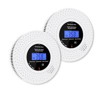Scondaor Detector Combinado de Humo y CO, Detector de Humo de Monóxido de Carbono Independiente, Alarma de Humo con Batería AA Reemplazable, Alarma de Humo y CO, Botón de Prueba, 2 Pieza