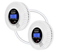 Scondaor Detectores de Humo y monóxido de Carbono Combinados conectables con Pantalla LCD, 2 en 1, Detector de Humo y monóxido de Carbono, con batería de 10 años, 2 Pieza