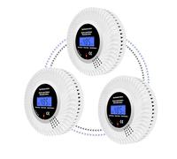 Scondaor Detectores de Humo y monóxido de Carbono Combinados conectables con Pantalla LCD, 2 en 1, Detector de Humo y monóxido de Carbono, con batería de 10 años, 3 Pieza