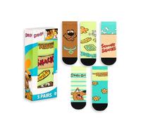 Scooby-Doo! Calcetines unisex multicolores para niños (juego de 5) | Diseño de dibujos animados de Scooby Snacks y la Máquina del Misterio | Ropa infantil de diario | Calcetines con personajes
