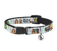 Scooby Doo - Collar de gato, collar separable con campana, escenas e iconos navideños de Scooby Doo azul bebé, 8.5 a 12 pulgadas, 0.5 pulgadas de ancho