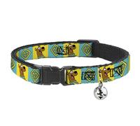 Scooby Doo Collar para Gato, Collar Separable con Campana, Scooby Doo Pose y Bloques de Placa de Perro Amarillo Azul, 8.5 a 12 Pulgadas 0.5 Pulgadas de Ancho