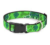 Scooby Doo - Collar para Mascotas, Collar de Perro, Hebilla de plástico, Placa de Perro Scooby Doo Mystery Machine, Collage Verde Azul, 16 a 23 Pulgadas, 1.5 Pulgadas de Ancho