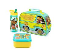 Scooby-Doo! Lunch Box Mystery Machine Lunch Bag Bottle and Snack Pot Set para niños | Tupperware de carácter azul verde | Mercancía de películas de programas de televisión