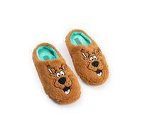 Scooby-Doo! Pantuflas unisex marrones | Calzado de interior con cara de personaje esponjosa | Ropa de casa divertida con dibujos animados para adultos | Pantuflas relajantes