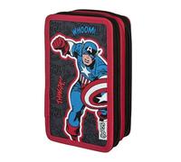 Scooli - Estuche Escolar Triple Avengers - Estuche Escolar Triple Relleno con lápices y Accesorios Ideal para la Escuela, el Tiempo Libre y los Viajes - a Partir de 6 años