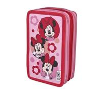 Scooli - Estuche Escolar Triple Minnie Mouse - Estuche Escolar Triple Relleno con lápices y Accesorios Ideal para la Escuela, el Tiempo Libre y los Viajes - a Partir de 6 años