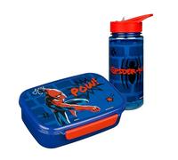 Scooli - Set de Regalo de vajilla para niños Spider Man - Set Compuesto por Fiambrera y biberón - Ideal para el Colegio o la guardería - para niños a Partir de 4 años - de plástico - sin BPA