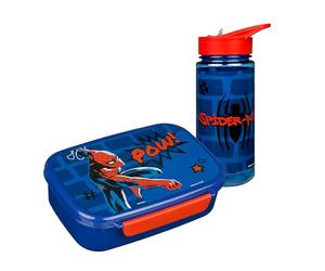 Scooli - Set de Regalo de vajilla para niños Spider Man - Set Compuesto por Fiambrera y biberón - Ideal para el Colegio o la guardería - para niños a Partir de 4 años - de plástico - sin BPA
