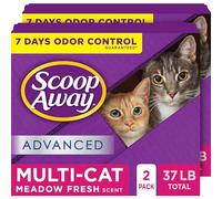 Scoop Away Advanced Multi-Cat - Arena aglutinante para Gatos, Aroma Fresco de Prado, 2 x 18 Libras (el Embalaje Puede Variar)
