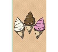 Scoops of Cute Notebook Kawaii Ice Cream Trio on Waffle Cone Background: An Adorable Dessert-Themed Journal