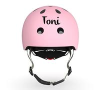 Scoot and Ride Casco Infantil XXS Rosa - Ligero & Ajustable con luz LED de Seguridad - para niños de 1 a 5 años - Personalizado con Nombre