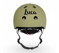 Scoot and Ride Casco S Oliva - Ligero & Seguro - con Cierre magnético & ventilación - para niños - Personalizado con Nombre