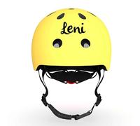 Scoot and Ride Personnalisé Casco Infantil (S) Limón - Ajustable con luz de Seguridad LED - Acabado Mate - para niños - Personalizado con Nombre