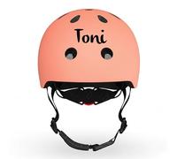Scoot and Ride Personnalisé Casco Infantil (S) Melocotón - Ajustable con luz de Seguridad LED - Acabado Mate - para niños - Personalizado con Nombre