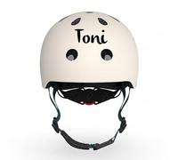 Scoot and Ride Personnalisé Casco XXS Ceniza - Ligero y Ajustable con luz de Seguridad LED - para niños de 1 a 5 años - Personalizado con Nombre