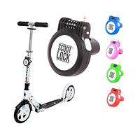 SCOOT LOCK® Candado de combinación portátil para scooter, candado reforzado para patinete, cable de cadena de alambre de acero, micro Trunki Birdie Ozbozz EVO para niños y adultos (negro)