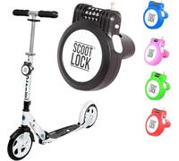 SCOOT LOCK® Candado de combinación portátil para scooter, candado reforzado para patinete, cable de cadena de alambre de acero, micro Trunki Birdie Ozbozz EVO para niños y adultos (negro)