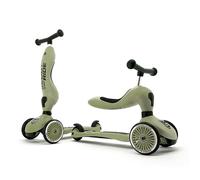 Scoot & Ride Highwaykick 1 Patinete con Asiento 2 en 1 Kickboard con Asiento Regulable en Altura y Manillar (Oliva)