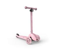 Scoot & Ride Highwaykick 3S Patinete infantil a partir de 3 años, altura regulable, 2 posiciones, dirección LED, ruedas plegables para niños, 96-130 cm (rosa)